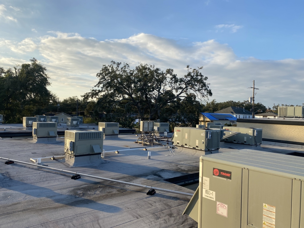 Wide View Of Roof With A Lot Of Hvac Units