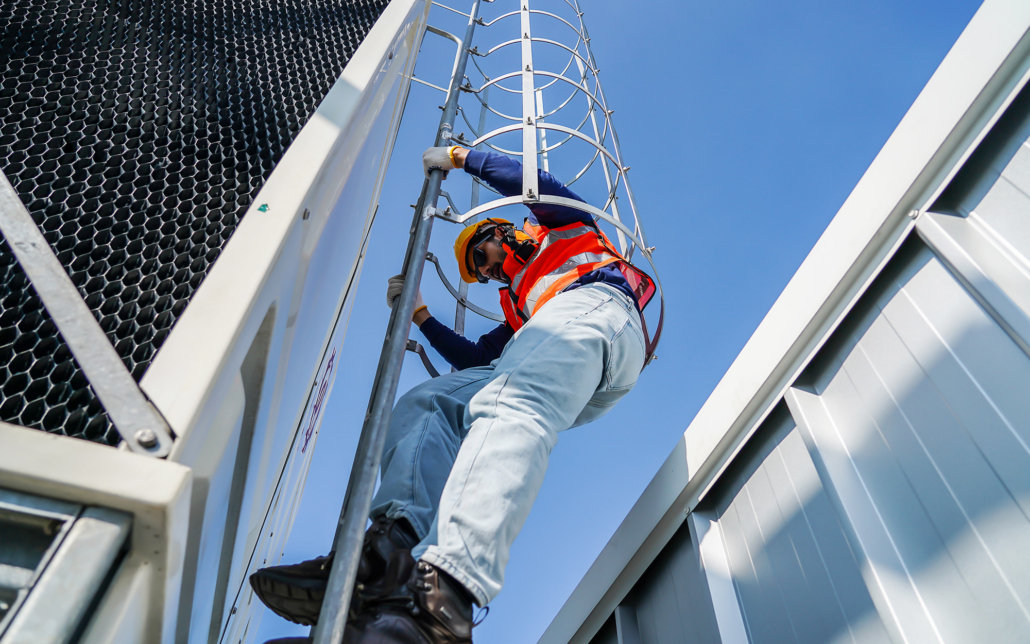 Worker Climb Ladder
